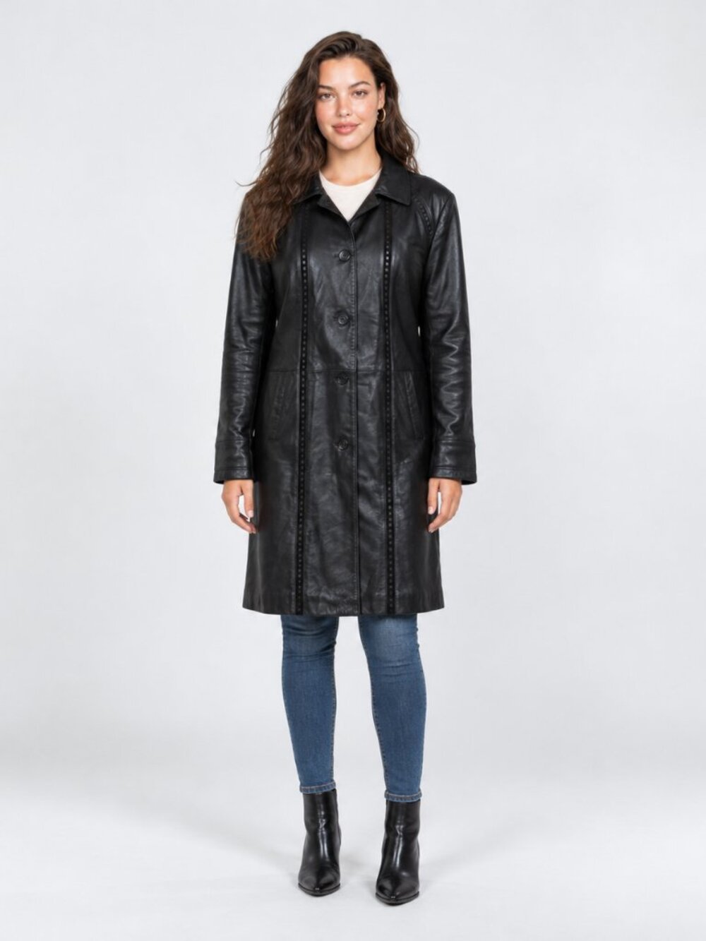 Covington Woman Black Leather Womens Car Coat 16W